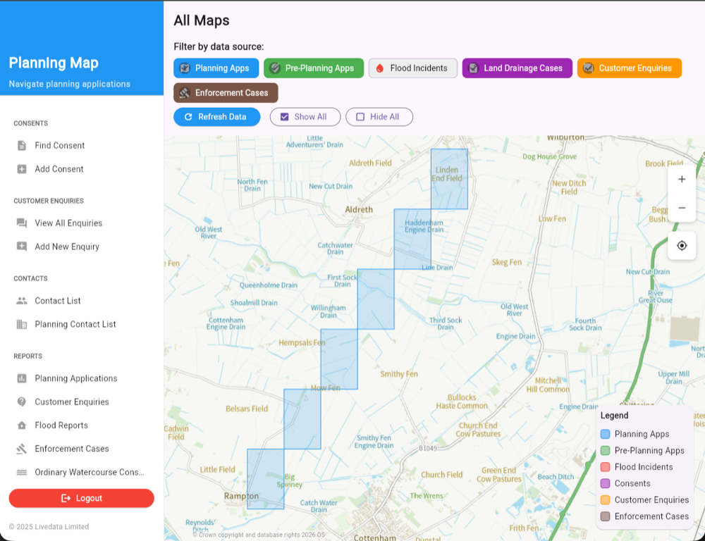Cambridgeshire flood risk consultation system